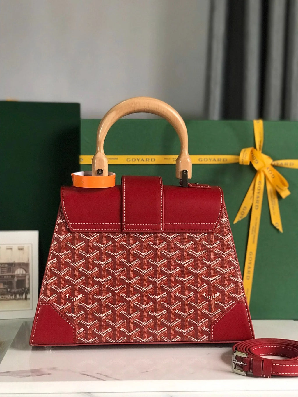 SAÏGON PM BAG 28 IN PERSIAN RED GOYARDINE CANVAS AND CALFSKIN