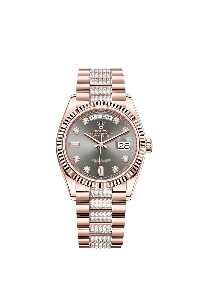 Rolex Day-Date, 36mm, 18k Everose Cold, Ref#
128235-0051