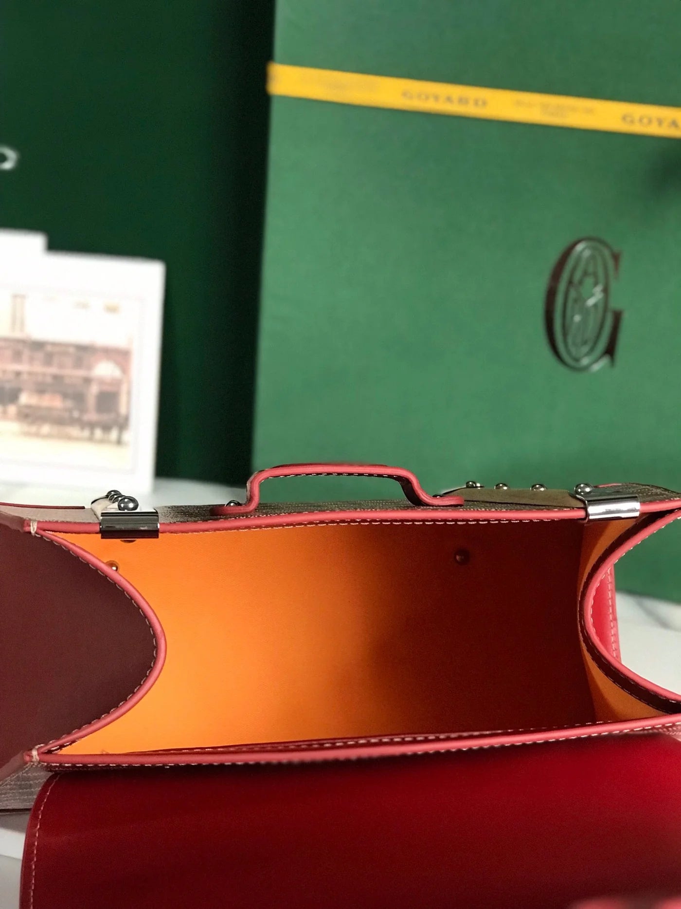 SAÏGON PM BAG 28 IN PERSIAN RED GOYARDINE CANVAS AND CALFSKIN