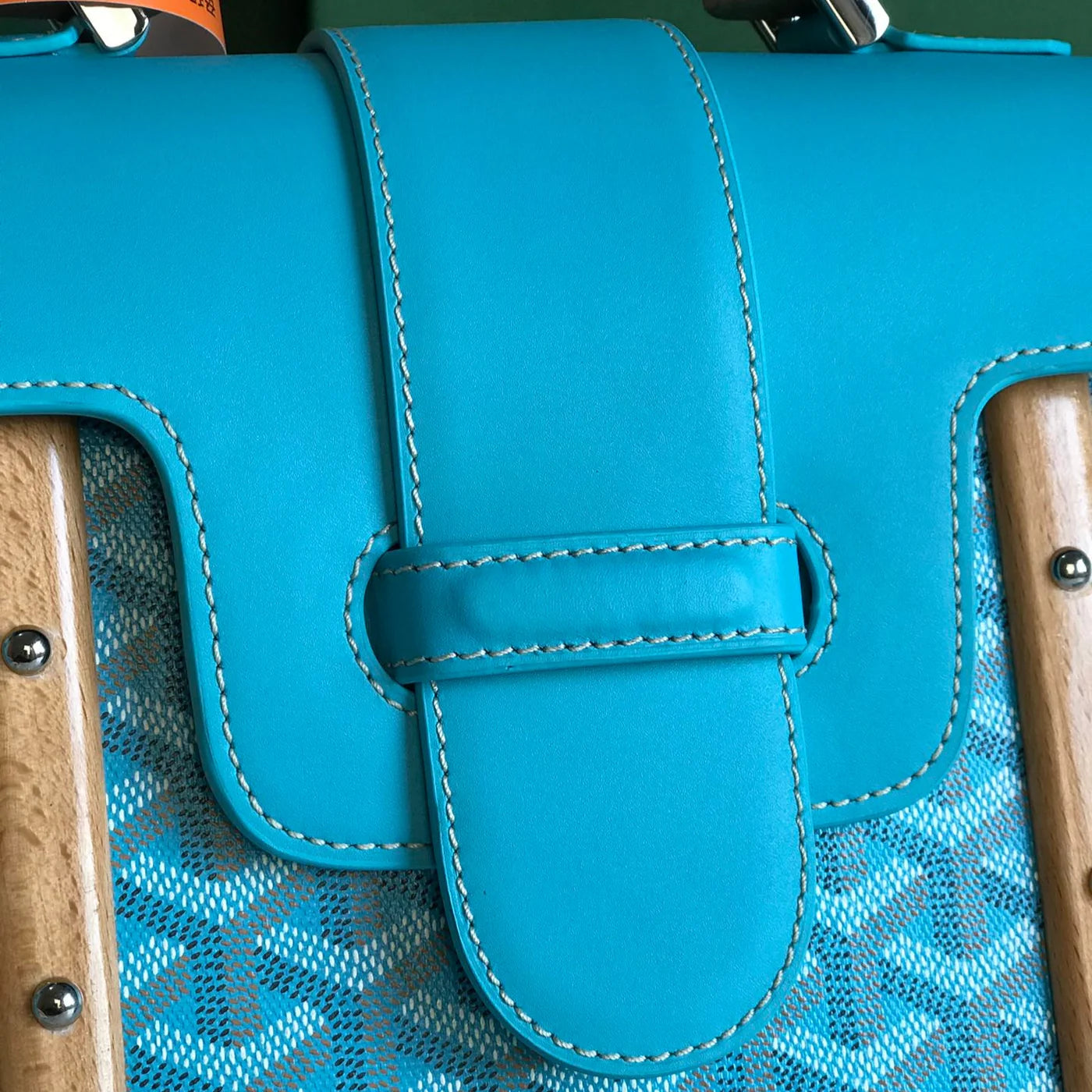 SAÏGON PM BAG 28 IN LIGHT BLUE GOYARDINE CANVAS AND CALFSKIN